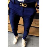 Yakamel Erkek Lacivert Slim Fit Bilek Boy Esnek Kumaş Kaliteli Cepli Kumaş Pantolon