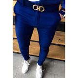 Yakamel Erkek Mavi Slim Fit Bilek Boy Esnek Kumaş Kaliteli Cepli Kumaş Pantolon