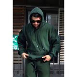 YAKAMEL Erkek Oversize 3 İplik Pamuklu Şardonlu Kanguru Cep Kapşonlu Kalın Hoodie Sweatshirt