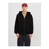 YAKAMEL Erkek SİYAH 3İplik Polarlı Kapşonlu Oversize Sweatshirt Hırka