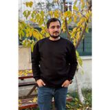 Yakamel Erkek Siyah Bisiklet Yaka Içi Polarlı 3 Iplik Pamuklu Regular Fit Unisex Sweatshirt