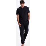 Yakamel Erkek Siyah T-Shirt Alt Üst Penye Pijama Takımı