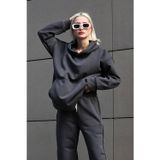 Yakamel Kadın 3İplik Bol Kalıp Hoodie Sweatshirt