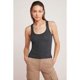 Yakamel Kadın Basic Fitilli Askılı Sporcu Atlet - Füme - XL