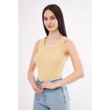 Yakamel Kadın Bej Fitilli Basic Örme Askılı Trend Spor Atlet - XL
