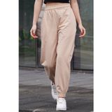 YAKAMEL Kadın Bej Jogger Yüksek Bel Eşofman Altı Beige Sweatpants