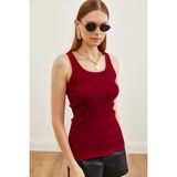 Yakamel Kadın Bordo Spor Kalın Askılı Trend Fitilli Atlet - XL