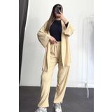 YAKAMEL Kadın Dökümlü Bürümcük Yazlık Süper Yüksek Bel Kimono Takım