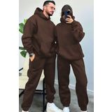 YAKAMEL Kadın Erkek Çiftlere Özel 3 Iplik Oversize Kışlık Kalın Eşofman Takımı (TEKLİ)