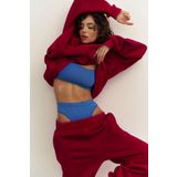 YAKAMEL Kadın Eşofman Takımı Sweatshirt Jogger BORDO Oversize Şardonlu Kapüşonlu