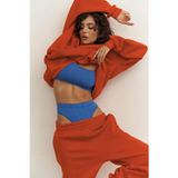 Yakamel Kadın Eşofman Takımı Sweatshirt Jogger Kiremit Oversize Şardonlu Kapüşonlu
