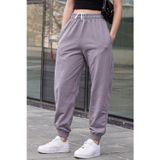 Yakamel Kadın Füme Jogger Yüksek Bel Eşofman Altı Smoked Sweatpants