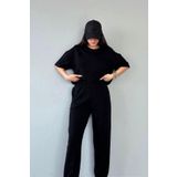 YAKAMEL Kadın kısa kollu pijama takımı bisiklet yaka salaş tok kumaş