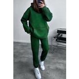 YAKAMEL Kadın Oversize Trend Model Kanguru Cep Kapşonlu Sweatshirt Eşofman Takımı