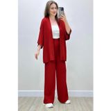 YAKAMEL Kadın Rahat Dökümlü Bürümcük Yazlık Kimono Takım