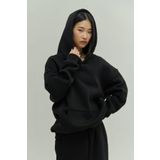 YAKAMEL Kadın Rahat Oversize 3 İplik Pamuklu Şardonlu Kanguru Cep Kapşonlu Sweatshirt