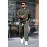 YAKAMEL Kapşonlu 3 İplik Şardonlu Rahat Kesim Kışlık Hoodie Eşofman Takımı