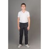 Yakamel Regular Rahat Kalıp Yüksek Bel Beli Lastikli Erkek Çocuk Okul Pantolonu - Füme - 12 Yaş