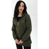 YAKAMEL Unisex HAKİ Tam Fermuarlı Hırka Sweatshirt Kapşonlu Kanguru Cepli Kadın Erkek