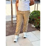 YAKAMEL Unisex KREM Canvas Beli Lastikli KARGO CEPLİ Okul Pantolonu