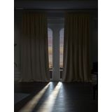 Yakamoz Badem Beji Karartma Blackout Fon Perde, 400 x 250 cm, Ekstrafor Büzgülü, Tek Kanat