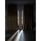 Yakamoz Blackout Fon Perde, 200 x 270 cm, Açık Kahve, Karartma, 3 Katmanlı Polyester, Ekstrafor Büzgülü
