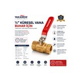 YAKAMOZ BUHARLI UTU MAKİNALARI Yakamoz 1/2” Parmak Kollu Küresel Vana | Buhar Hatları İçin Pirinç Vana | Dişi-Dişi Bağlantı | Yüksek Basınç Dayanımlı