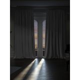 Yakamoz Gri Karartma Blackout Fon Perde, 100 x 260 cm, Ekstrafor Büzgülü, Tek Kanat
