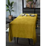 Yakamoz Güneş Sarısı Kadife Dokulu Masa Örtüsü, 150x220 cm, Polyester, Dertsiz Velvet Touch Serisi