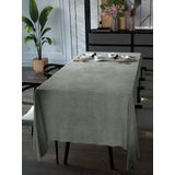 Yakamoz Kadife Dokulu Masa Örtüsü, 150 x 220 cm, Taş Rengi, Polyester