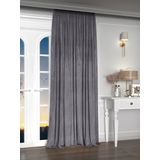 Yakamoz Kadife Görünüm Karanlık Gri Fon Perde, 250 x 270 cm, Ekstraforlu, Velvet Touch Serisi