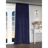 Yakamoz Kadife Görünüm Lacivert Fon Perde, 150 x 250 cm, Ekstraforlu, Velvet Touch Serisi