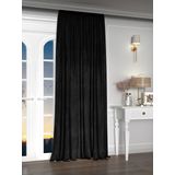 Yakamoz Kadife Görünüm Siyah Ada Fon Perde, 200 x 260 cm, Ekstraforlu, Velvet Touch Serisi