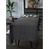 Yakamoz Karanlık Gri Kadife Dokulu Masa Örtüsü, 130x130 cm, Polyester, Dertsiz Velvet Touch Serisi