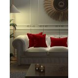 Yakamoz Kirmizi Renk Kirlent, Yastik Kilifi Kadife Görünümlü Velvet Touch Serisi