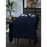 Yakamoz Lacivert Kadife Dokulu Masa Örtüsü, 150 x 260 cm, Polyester