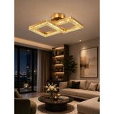 Yakamoz Model 2"li Gold 3 Renk Modu Ledli Modern Tavana Sıfır Salon Mutfak Çocuk Yatak Odası LED Avize - Altın