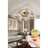 Yakamoz Model Gold Kumandalı 4"lü Ledli 3 Renk Modu Kristal Salon Mutfak Yatak Çocuk Odası Avize - Altın