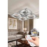 Yakamoz Model Gümüş Kumandalı 4"lü Ledli 3 Renk Modu Kristal Salon Mutfak Yatak Çocuk Odası Avize