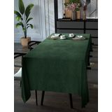 Yakamoz Sarmaşık Yeşili Kadife Dokulu Masa Örtüsü, 150 x 220 cm, Polyester