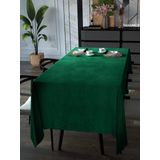 Yakamoz Zümrüt Yeşili Kadife Dokulu Masa Örtüsü, 130 x 170 cm, Polyester