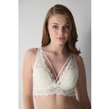 Yakası Çapraz İpli Dantelli Bralet Sütyen Ekru S