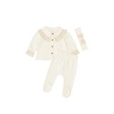 Yakası Dantelli Kız Bebek Zıbın Set 3 Parça