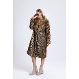 Yakası Farklı Özel Tasarım Kürk Manto - Leopar - 36
