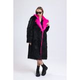 Yakası Farklı Özel Tasarım Kürk Manto - Pembe - 36