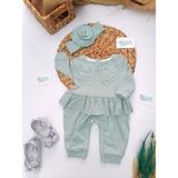 Yakası Güpür Dantel Fırfırlı Tulum Çağla Yeşili - 3-6 Ay - 3 - 6 Ay