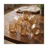 Yake Store 6'lı Borosilikat Cam Kupa Seti - Isıya Dayanıklı, Hafif ve Geniş Hacimli Çay, Kahve ve Meşrubat Bardağı Takımı (420 Ml) - Option-1 - 0 - Siyah