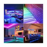 Yake Store Amberled 3 Metre Rgb Şerit LED Seti - Bluetooth Uygulama Kontrollü - Müziğe Duyarlı 5050 3 Çipli Tak Çalıştır - Adaptör Dahil - Iç Mekan Silikonsuz Aydınlatma - 1 m - 00 Beyaz
