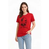 YAKE STORE Atatürk Baskılı Tişört Kısa Kollu Bisiklet Yaka T-Shirt - Kırmızı - Kırmızı