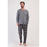 YAKE STORE CEPLI ERKEK P.SUPREM XXL TAMAMI DUGMELI UZUN KOL PIJAMA TAKIM - GRAY